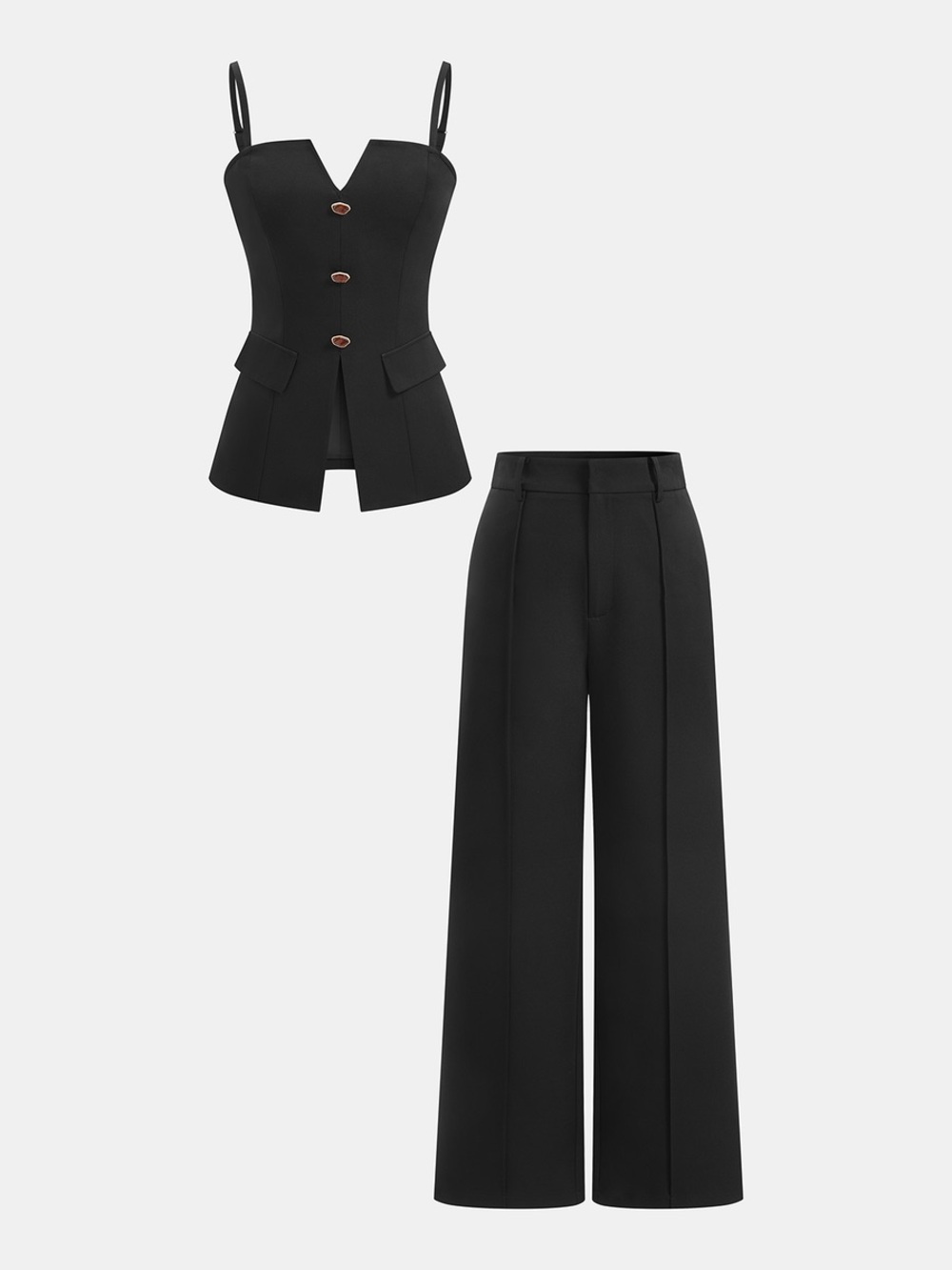 Commense Buttoned Cami Top & Wide Leg Pants Set NWT